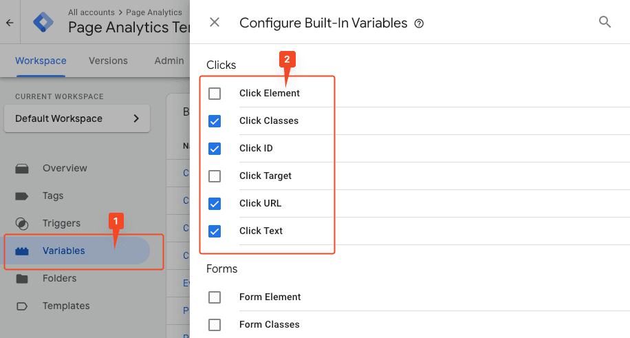 Configuring GTM variables