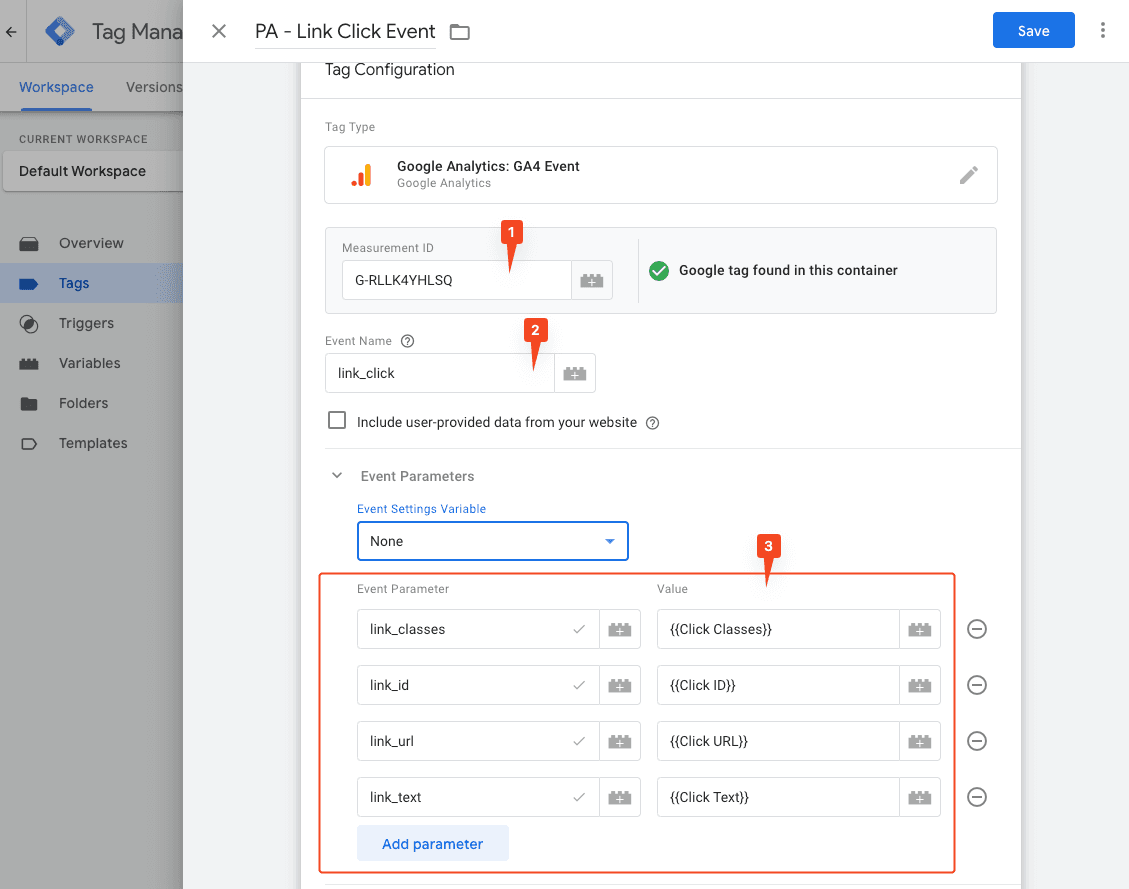 Creating GA4 event tag