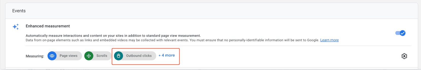 Enhanced measurement settings in Google Analytics