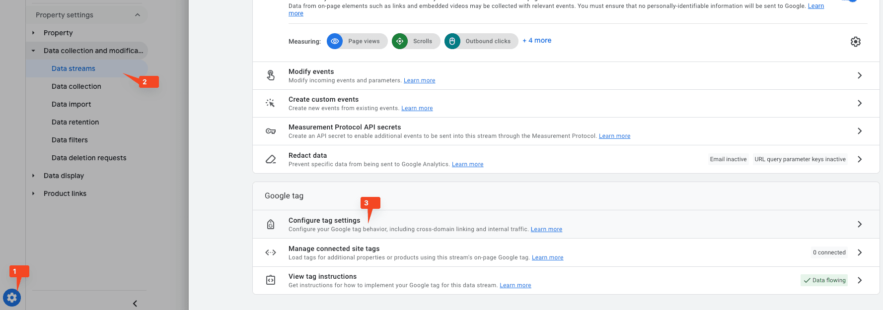 Tag settings in Google Analytics