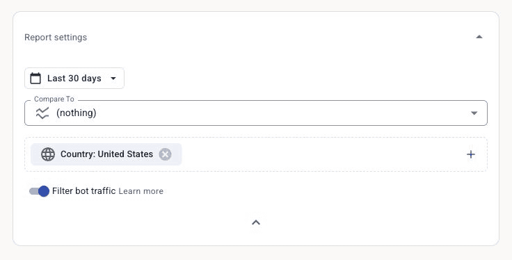 Page Analytics collapsible settings